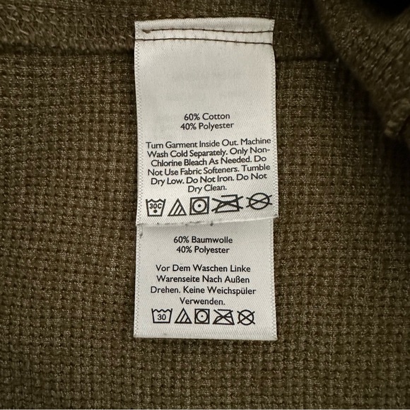 Eddie Bauer Green Long Sleeve Waffle Knit Thermal Henley Shirt - Picture 14 of 14